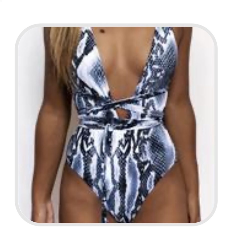 ‘No Snakes Allowed’ One Piece Snake Skin Swimsuit